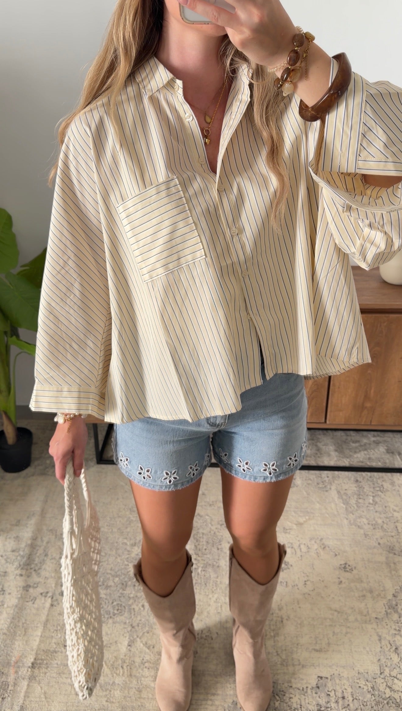 LOUANE STRIPED SHIRT - YELLOW & NAVY