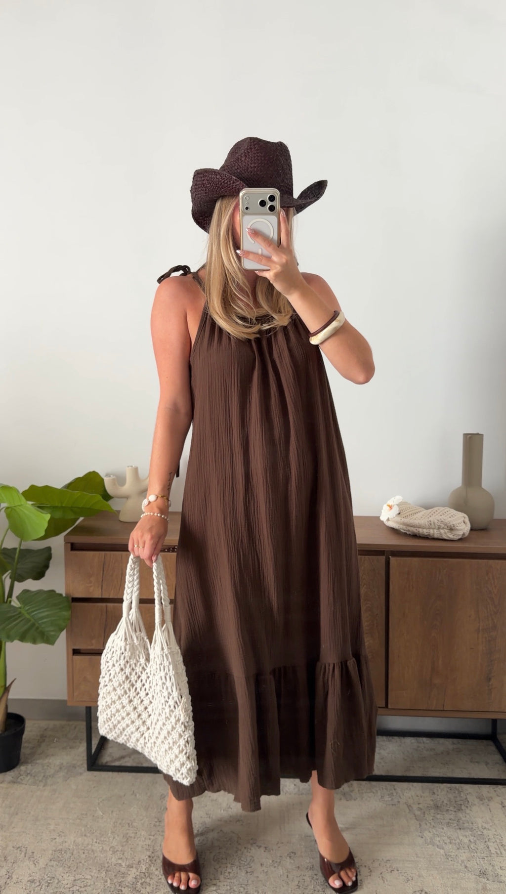 ROSY LONG DRESS - BROWN
