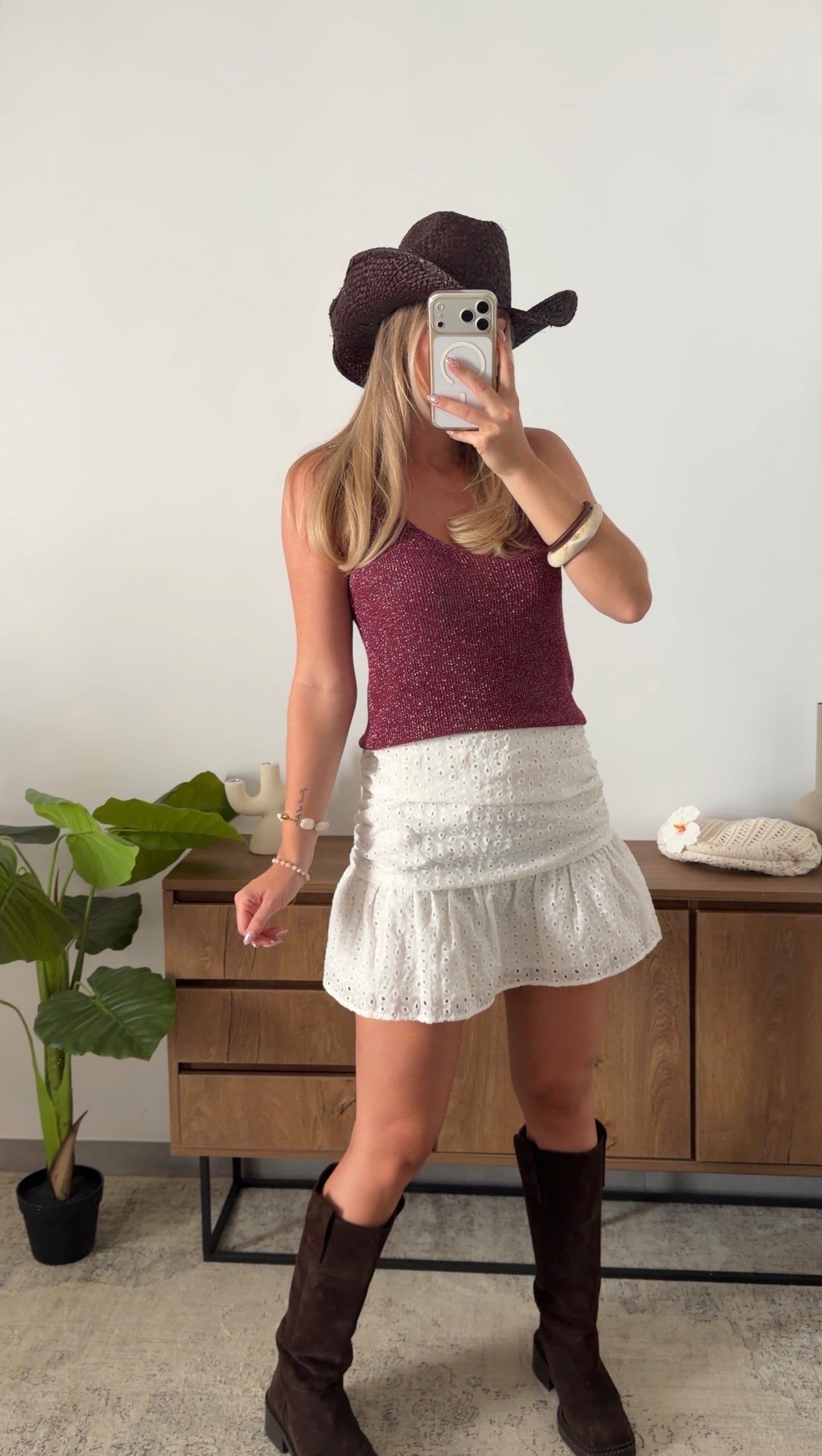 ENEA GLITTER TANK TOP - BURGUNDY