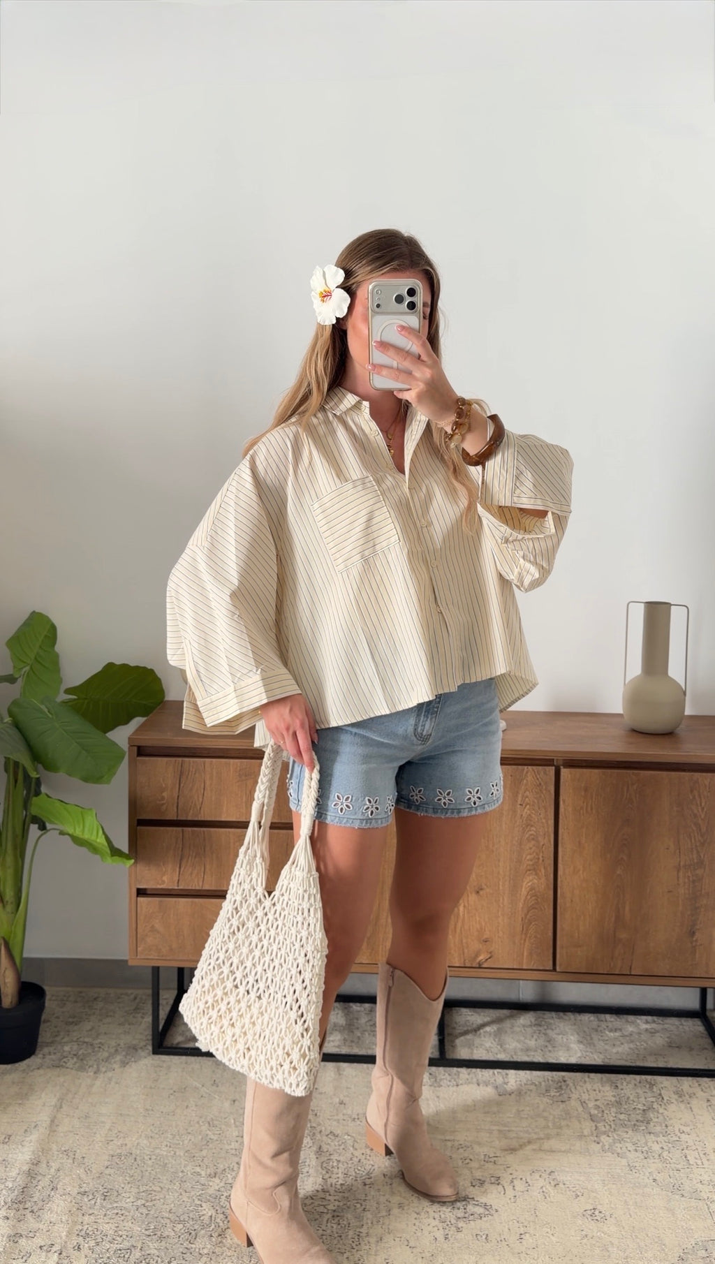 LOUANE STRIPED SHIRT - YELLOW & NAVY