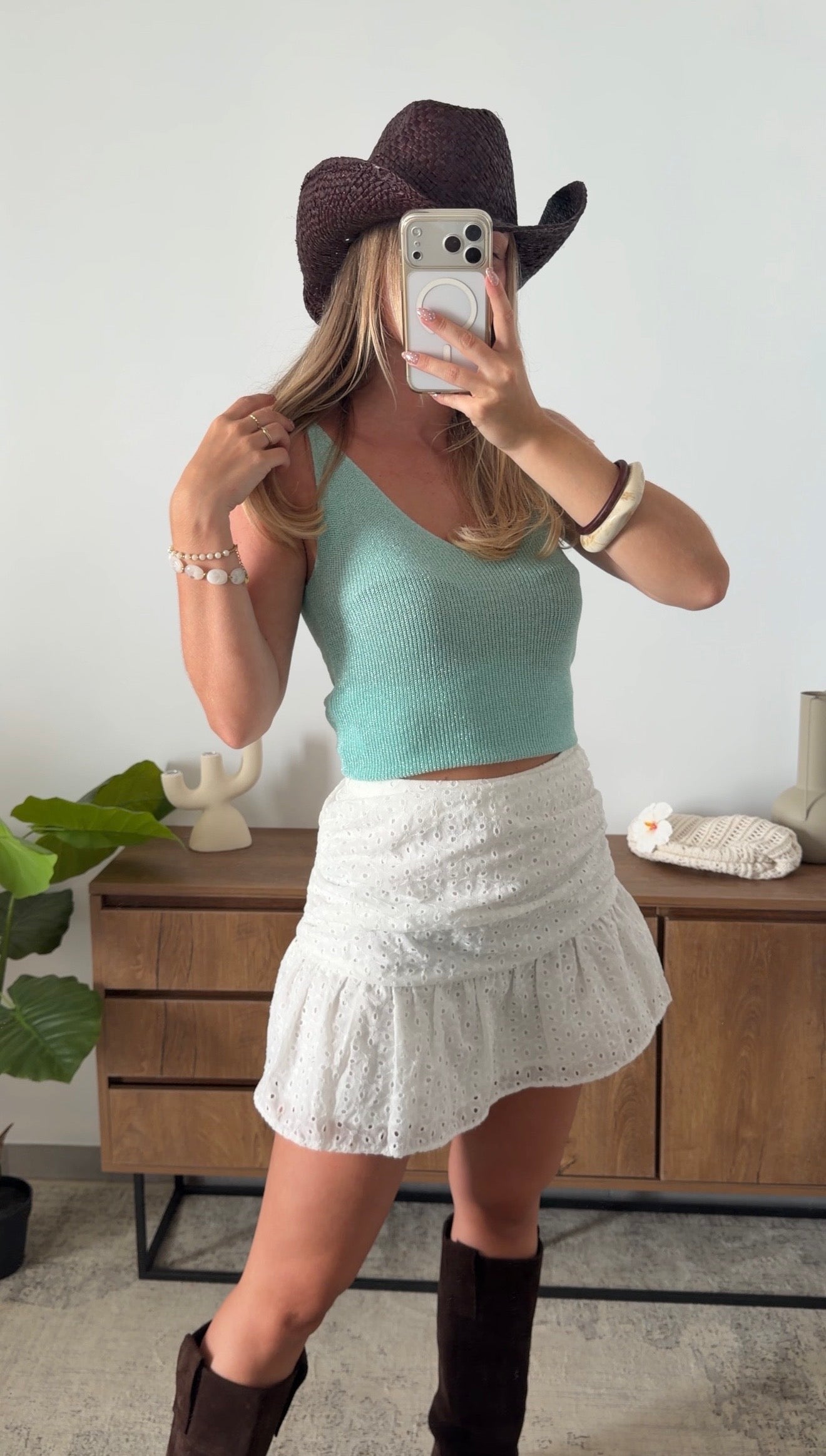 ENEA GLITTER TANK TOP - LIGHT GREEN