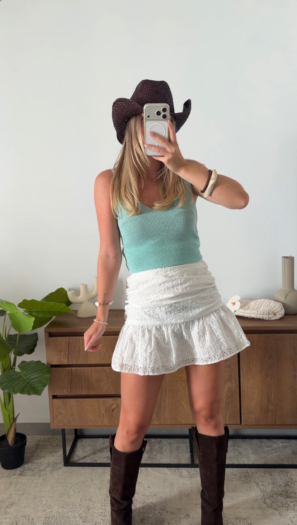 ENEA GLITTER TANK TOP - LIGHT GREEN