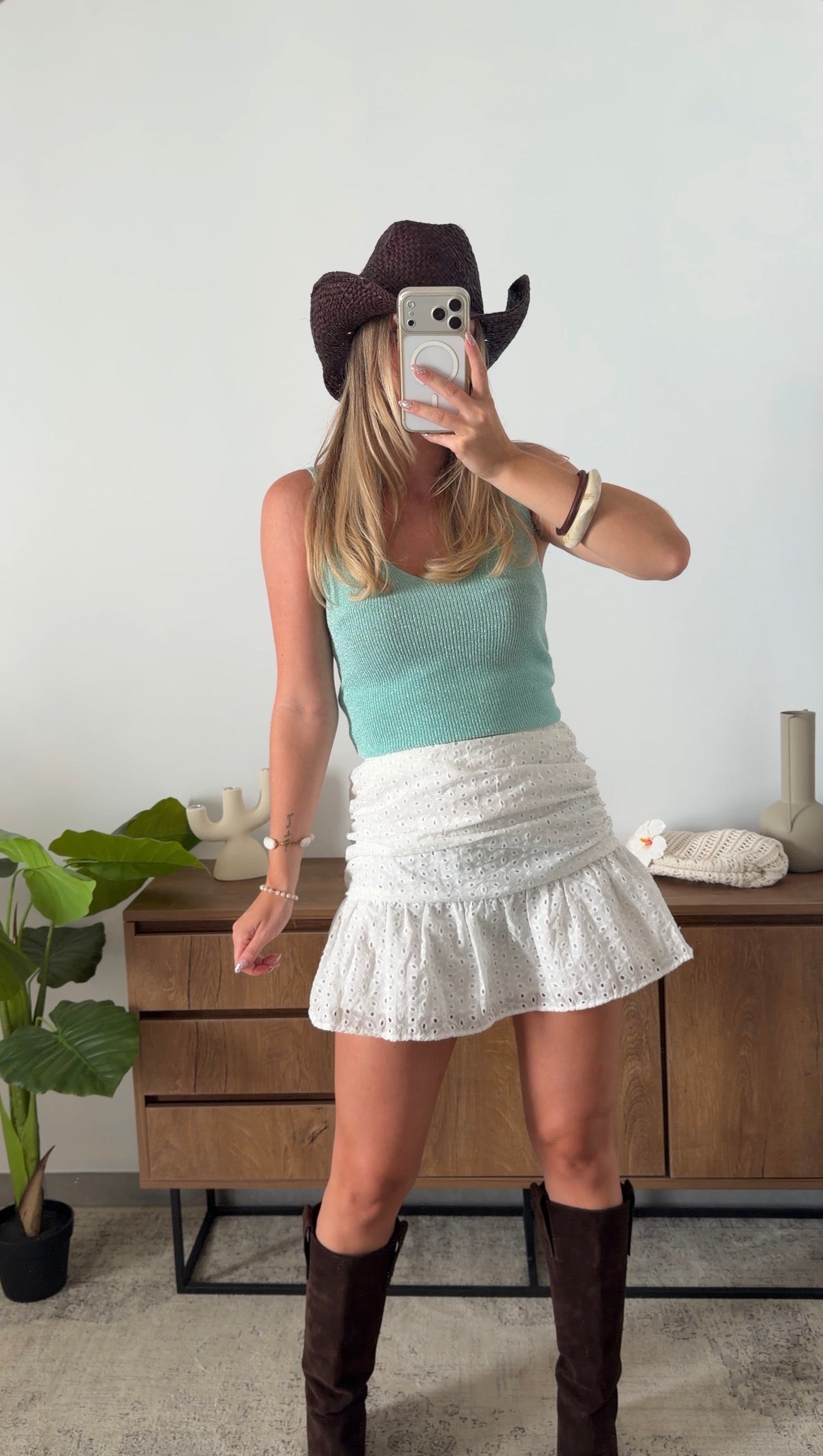 ENEA GLITTER TANK TOP - LIGHT GREEN