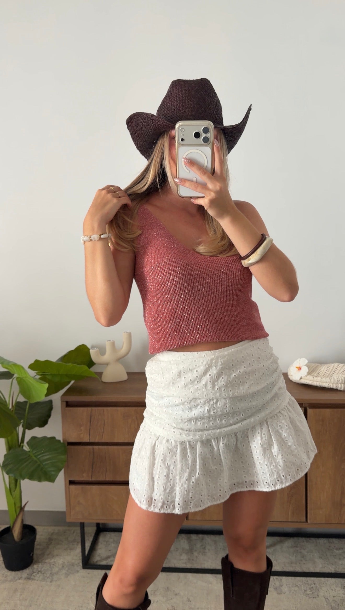 ENEA GLITTER TANK TOP - DUSTY PINK
