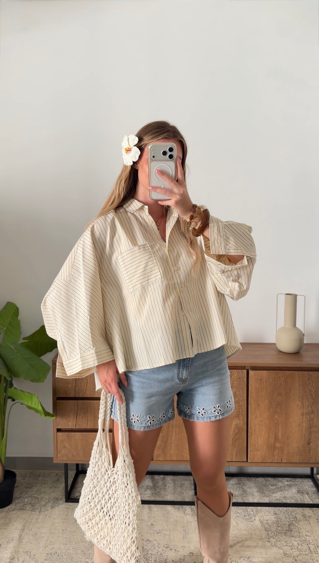 LOUANE STRIPED SHIRT - YELLOW & NAVY