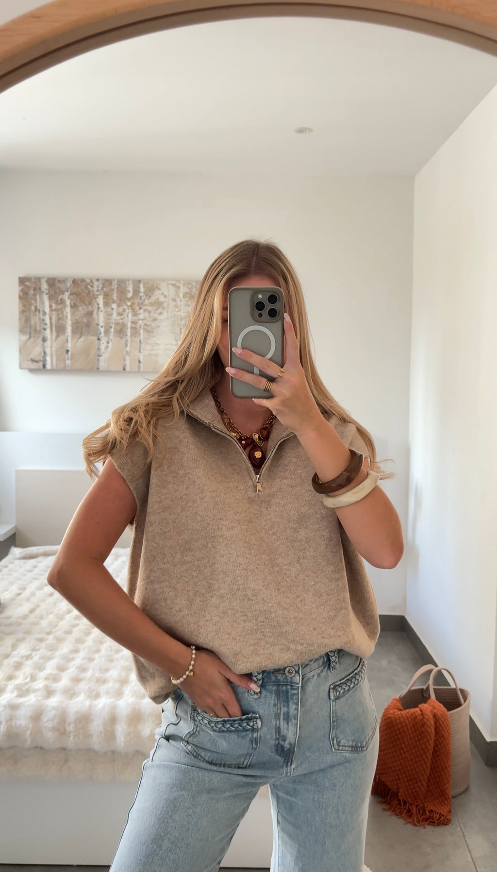 PULL SANS MANCHES LUNA - BEIGE