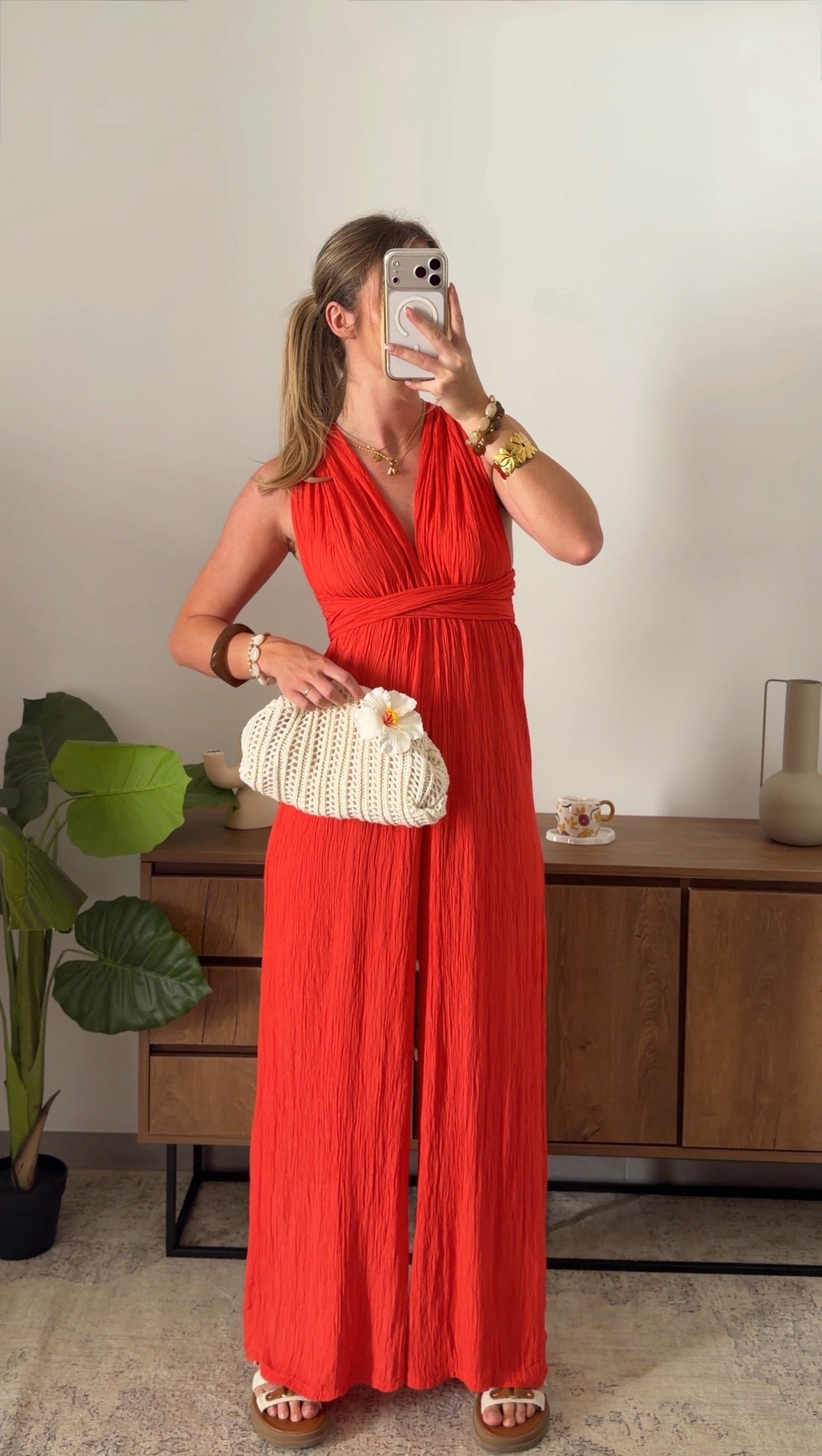 VICTOIRE JUMPSUIT - RED ORANGE