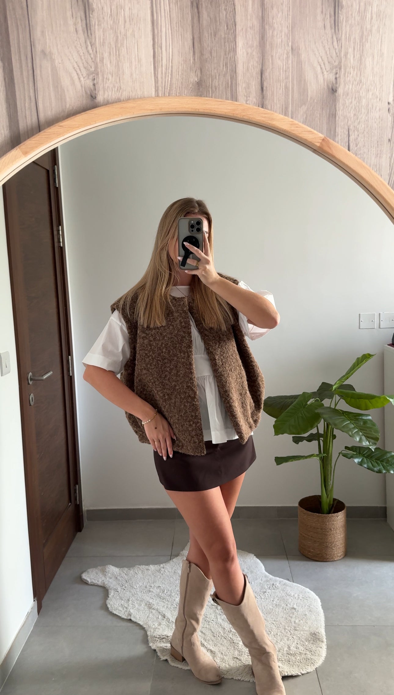 VESTE SANS MANCHES ZOE – MARRON CLAIR