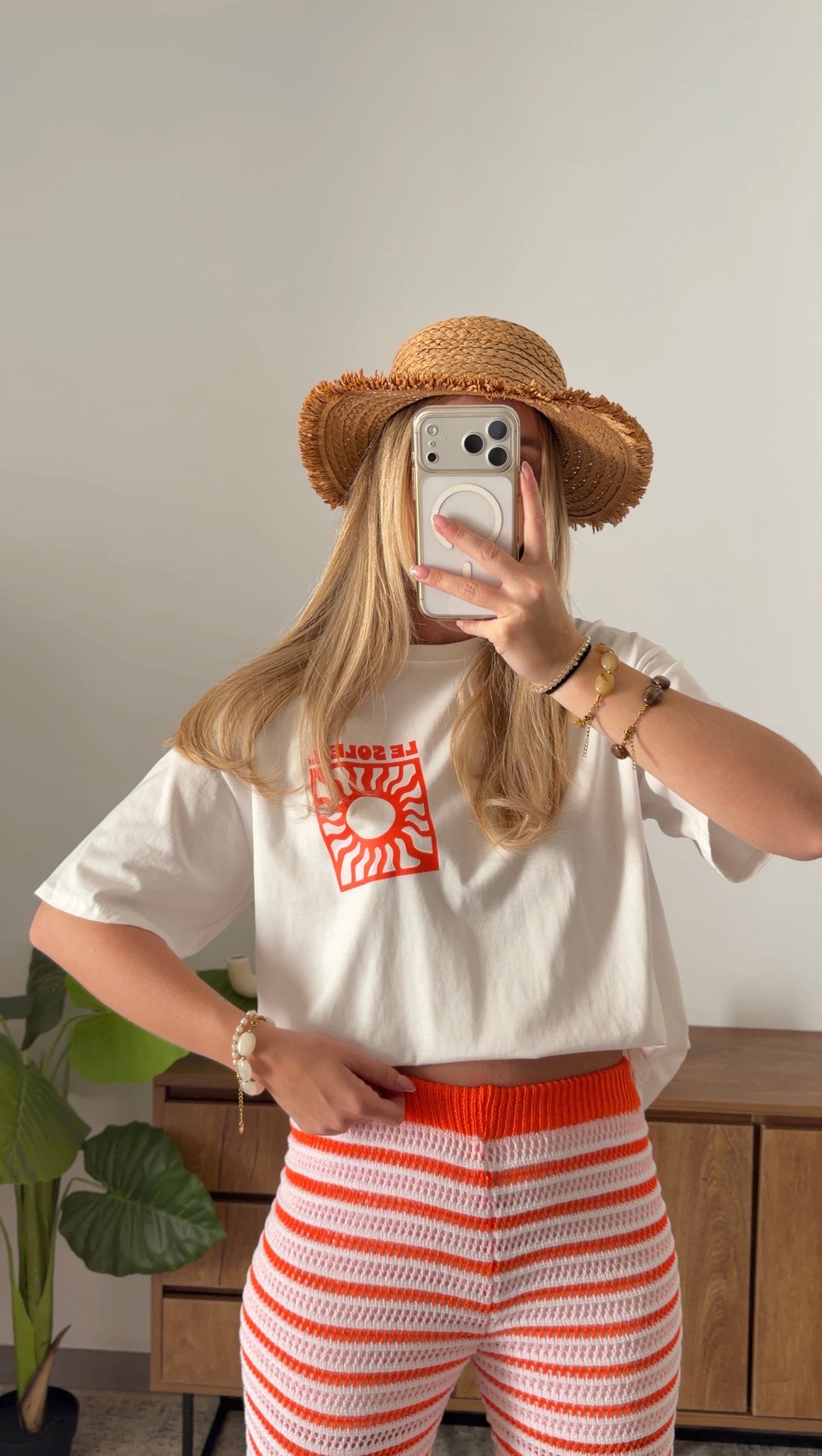 T-SHIRT SUN - WHITE & ORANGE