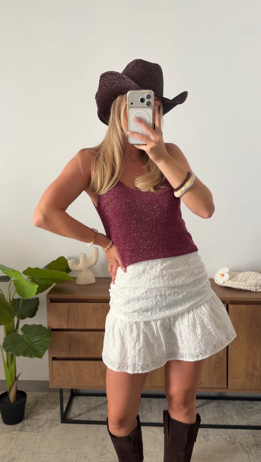 ENEA GLITTER TANK TOP - BURGUNDY