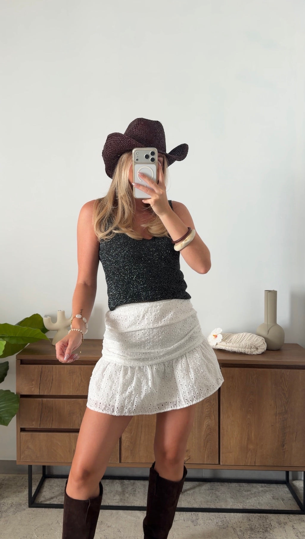 ENEA GLITTER TANK TOP - BLACK