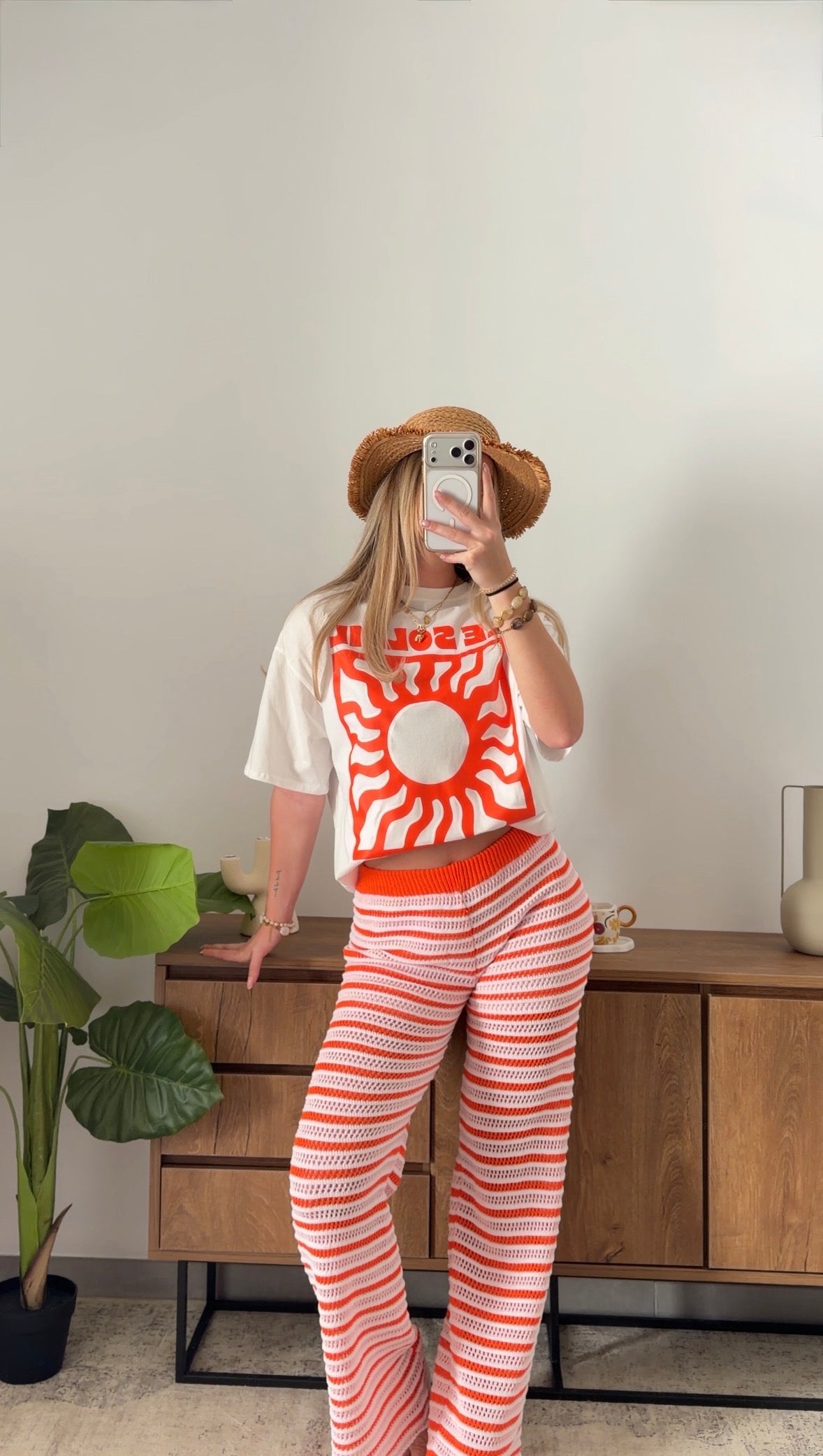 T-SHIRT SUN - WHITE & ORANGE