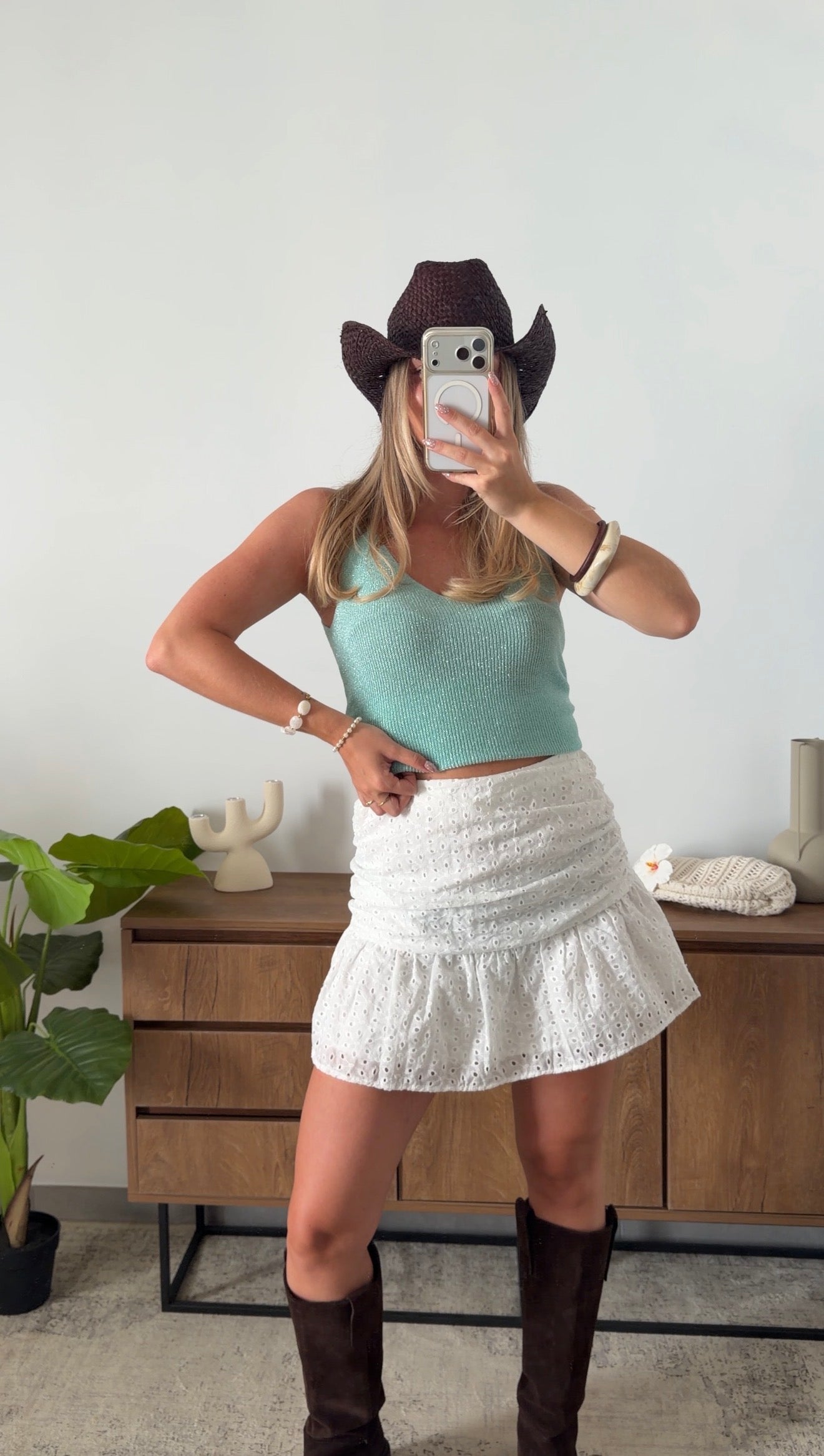 ENEA GLITTER TANK TOP - LIGHT GREEN