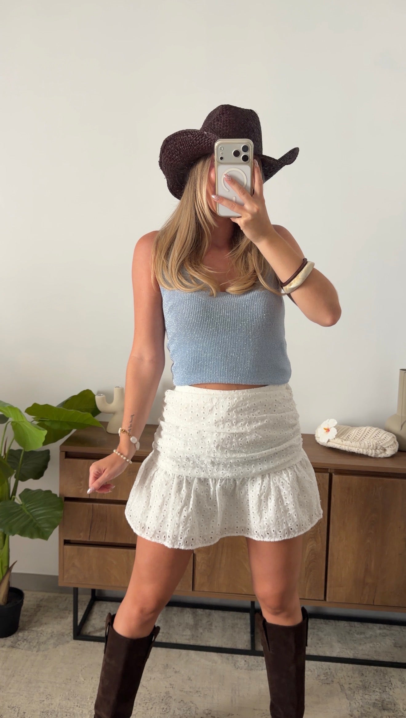 ENEA GLITTER TANK TOP - BABY BLUE