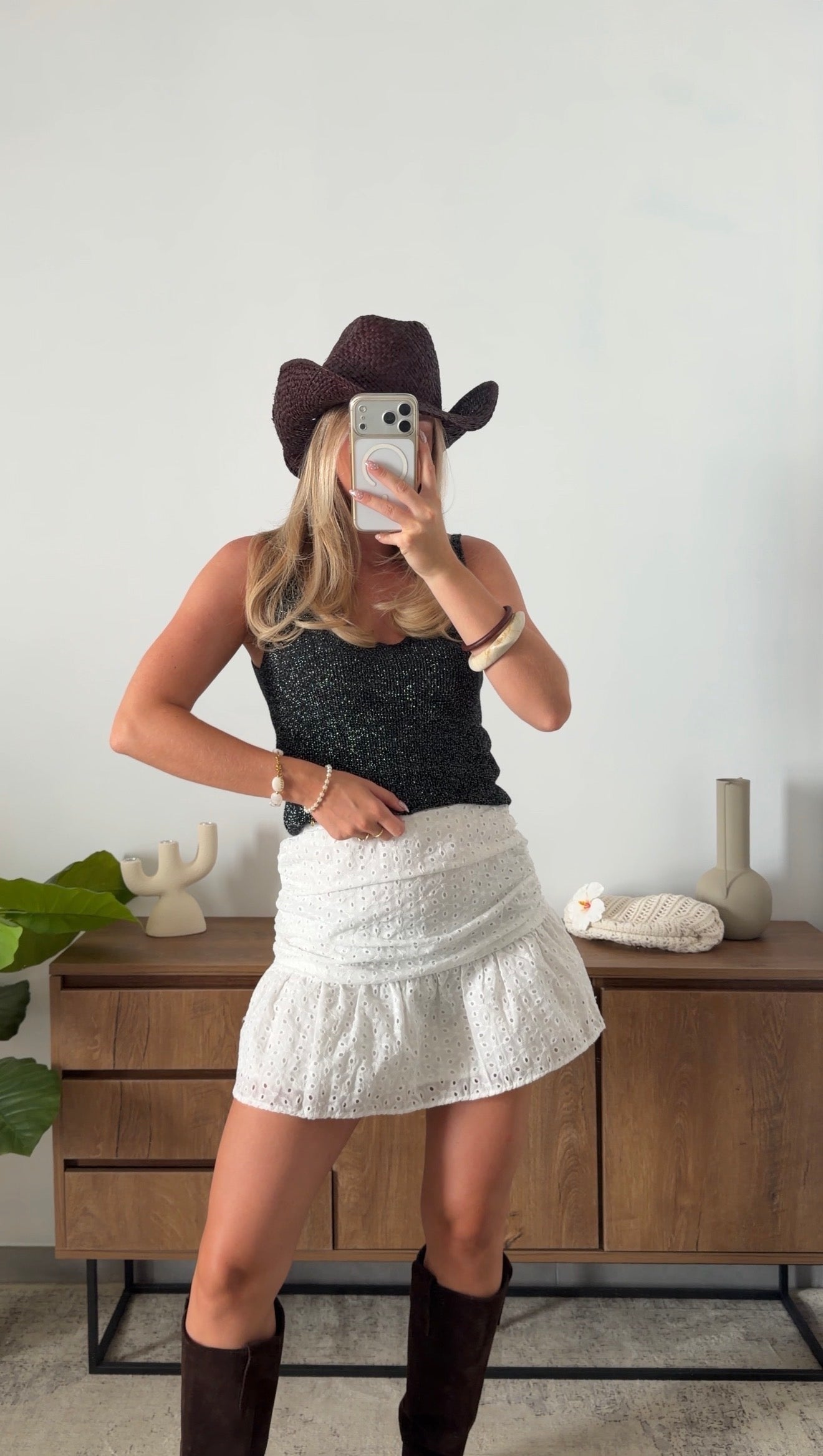 ENEA GLITTER TANK TOP - BLACK