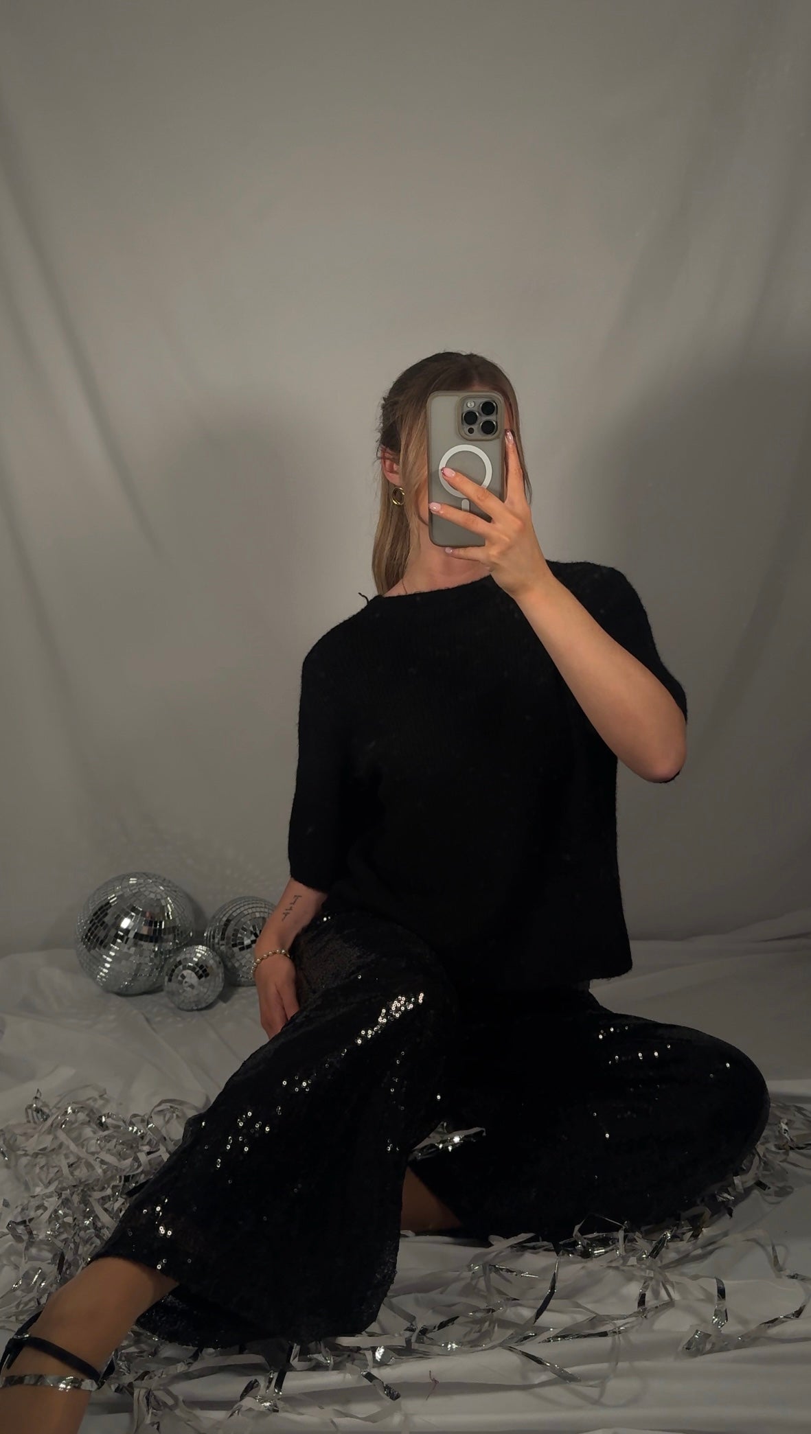 PANTALON AMY À PAILLETTES - NOIR