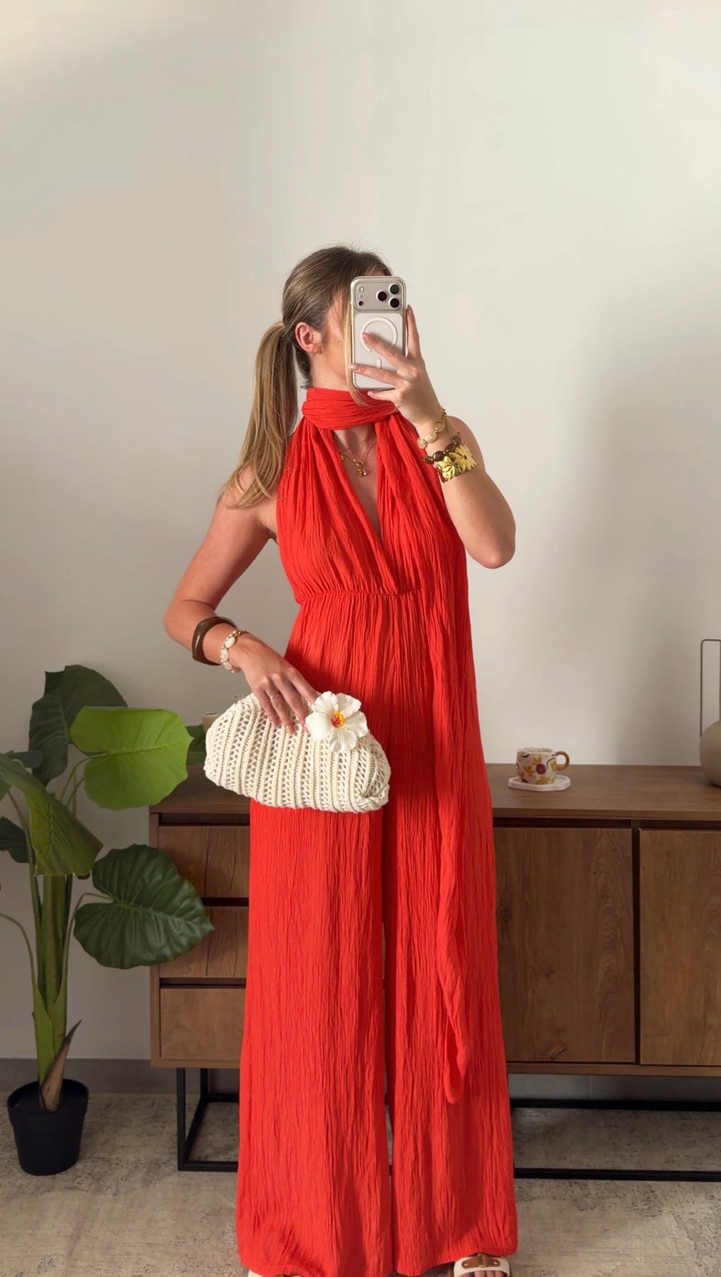 VICTOIRE JUMPSUIT - RED ORANGE