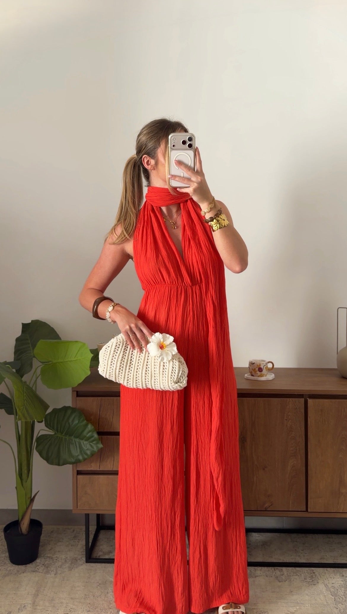 VICTOIRE JUMPSUIT - RED ORANGE