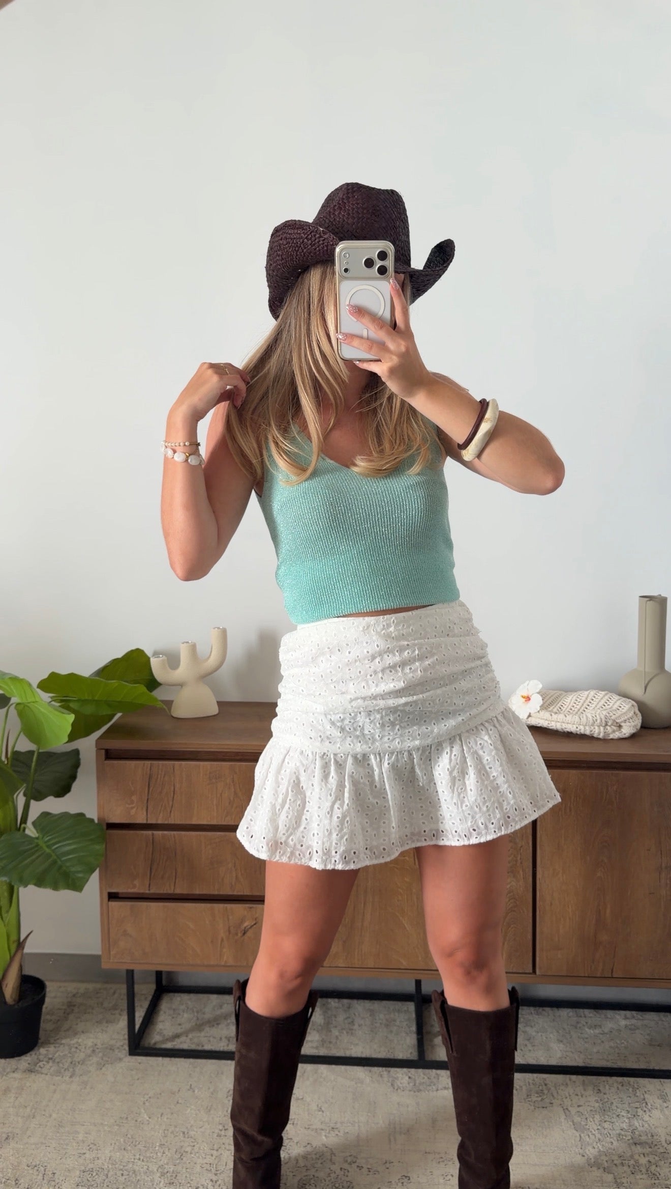 ENEA GLITTER TANK TOP - LIGHT GREEN