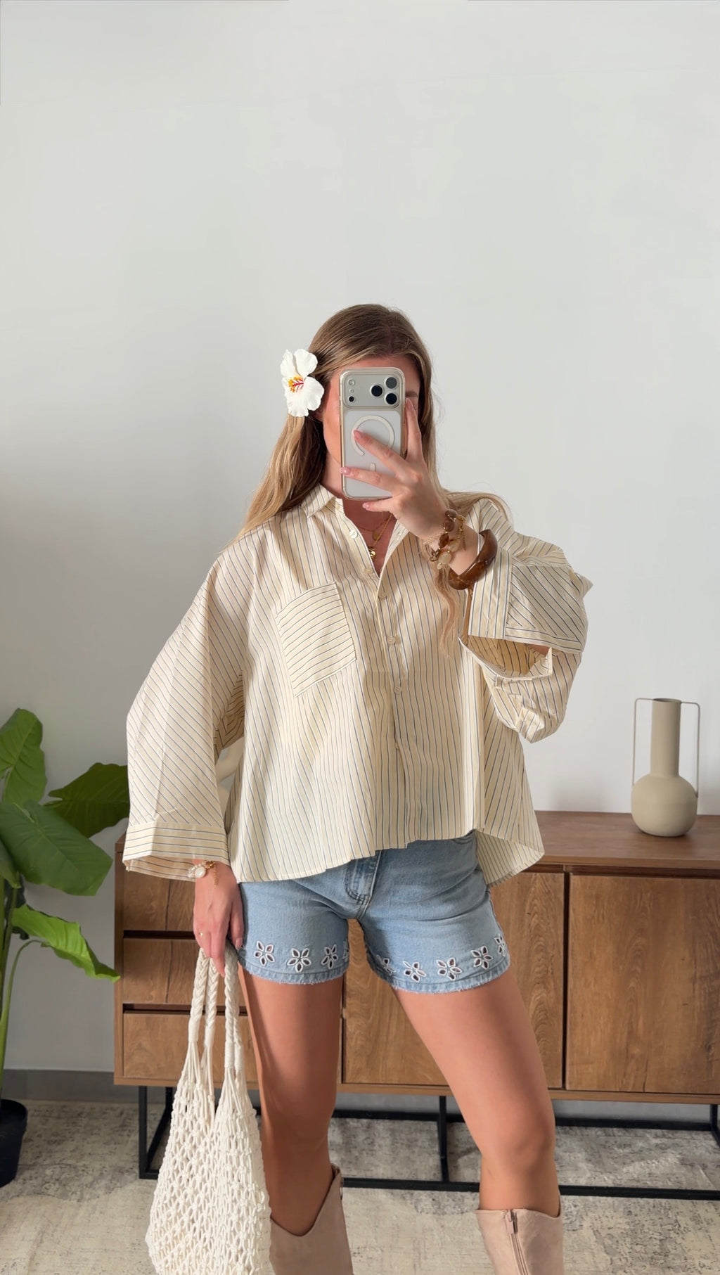 LOUANE STRIPED SHIRT - YELLOW & NAVY