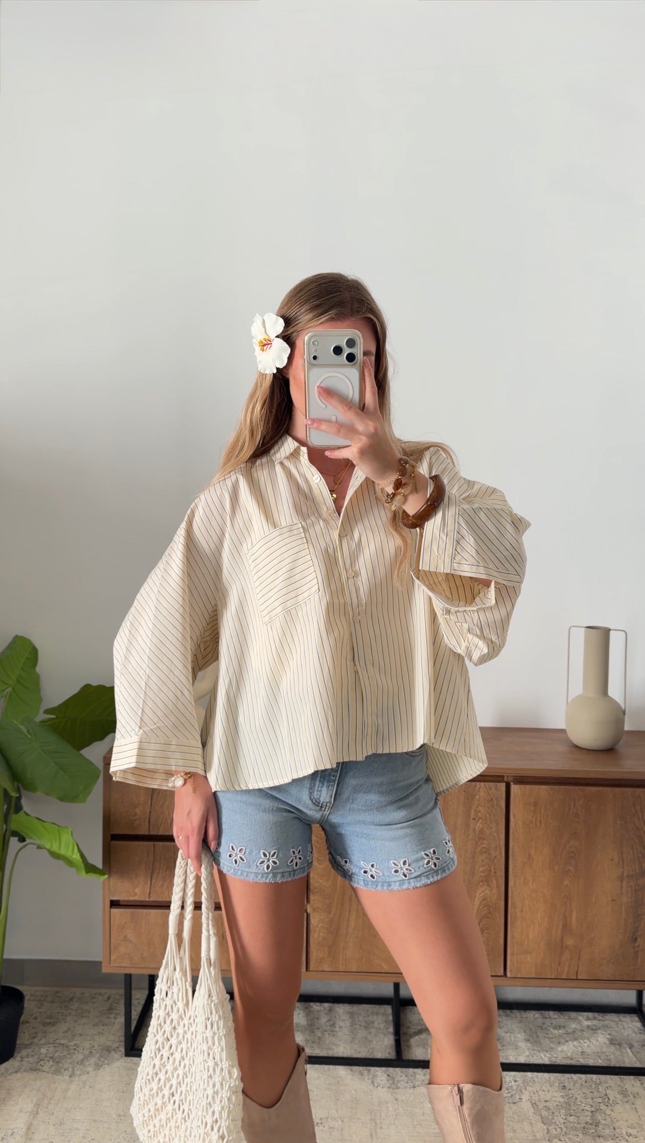 LOUANE STRIPED SHIRT - YELLOW & NAVY