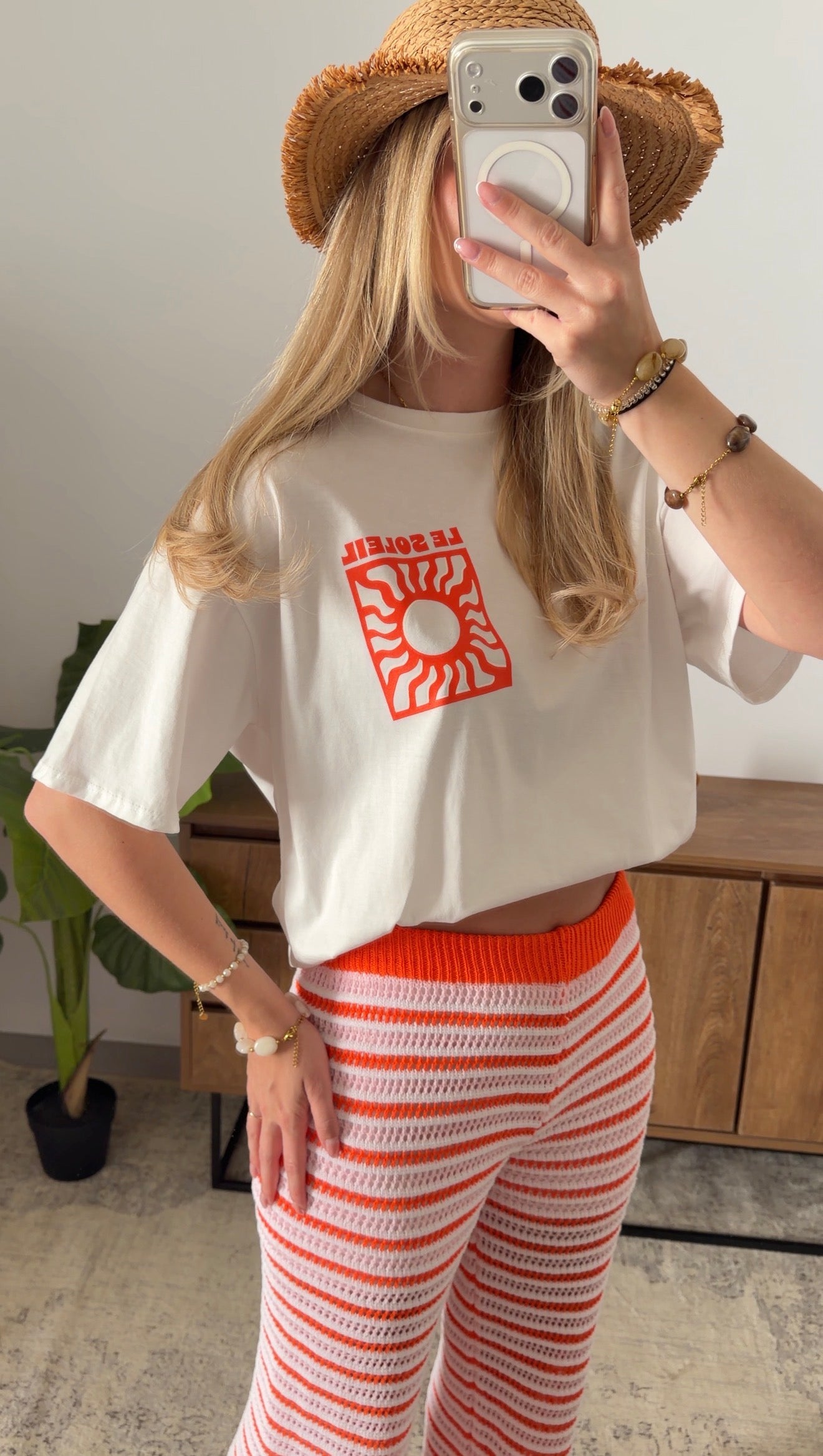 T-SHIRT SUN - WHITE & ORANGE