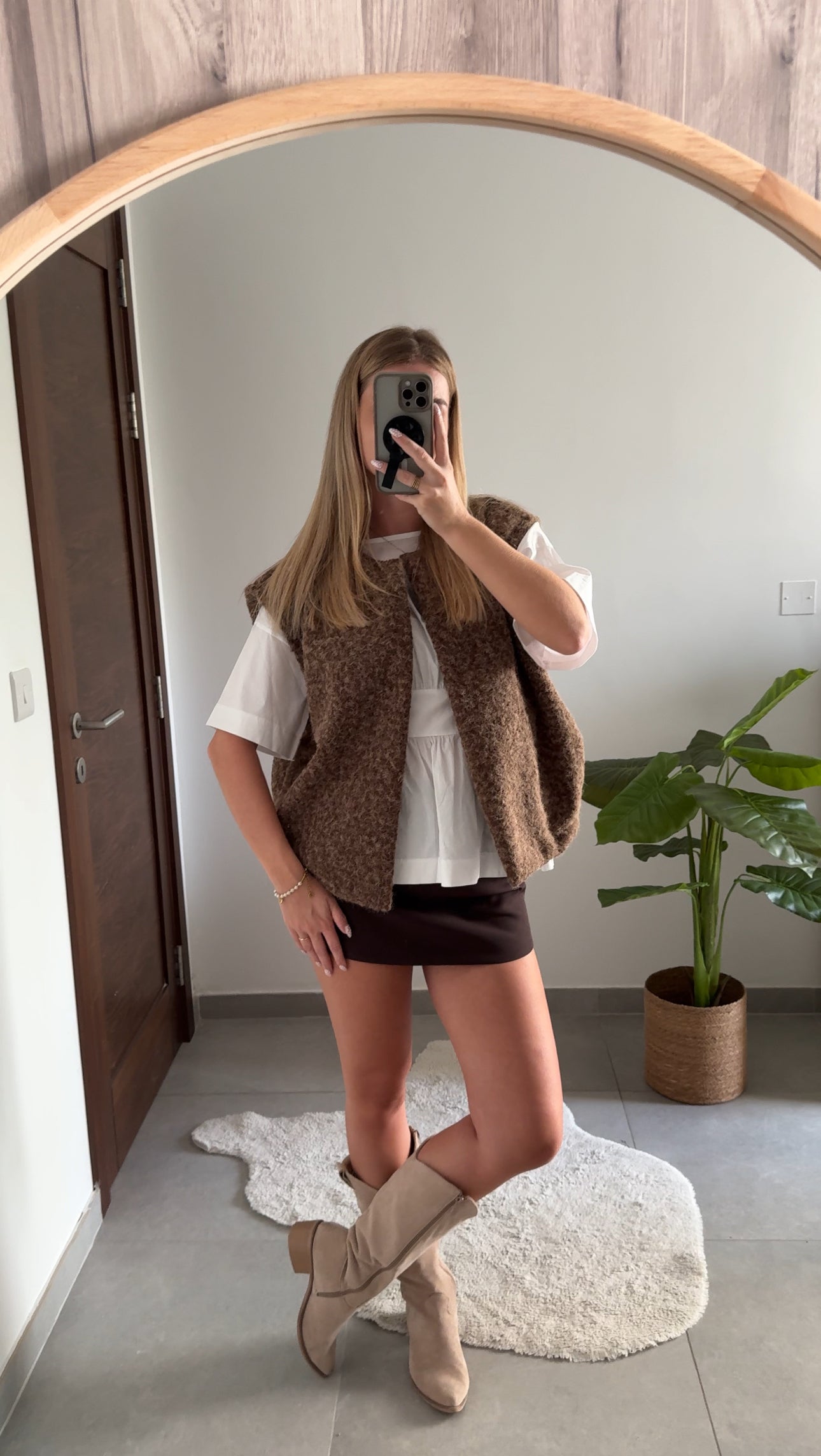 VESTE SANS MANCHES ZOE – MARRON CLAIR