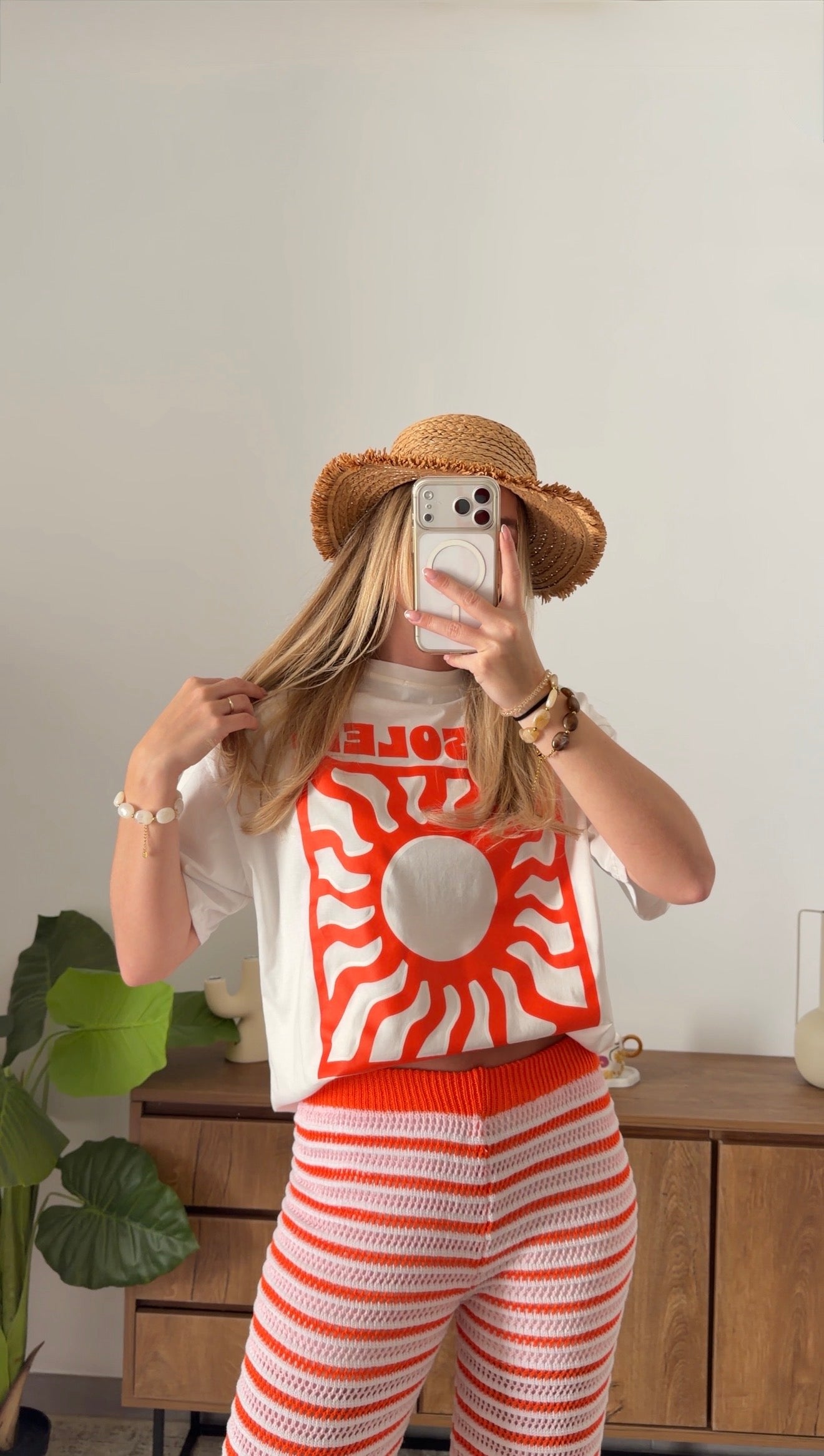 T-SHIRT SUN - WHITE & ORANGE