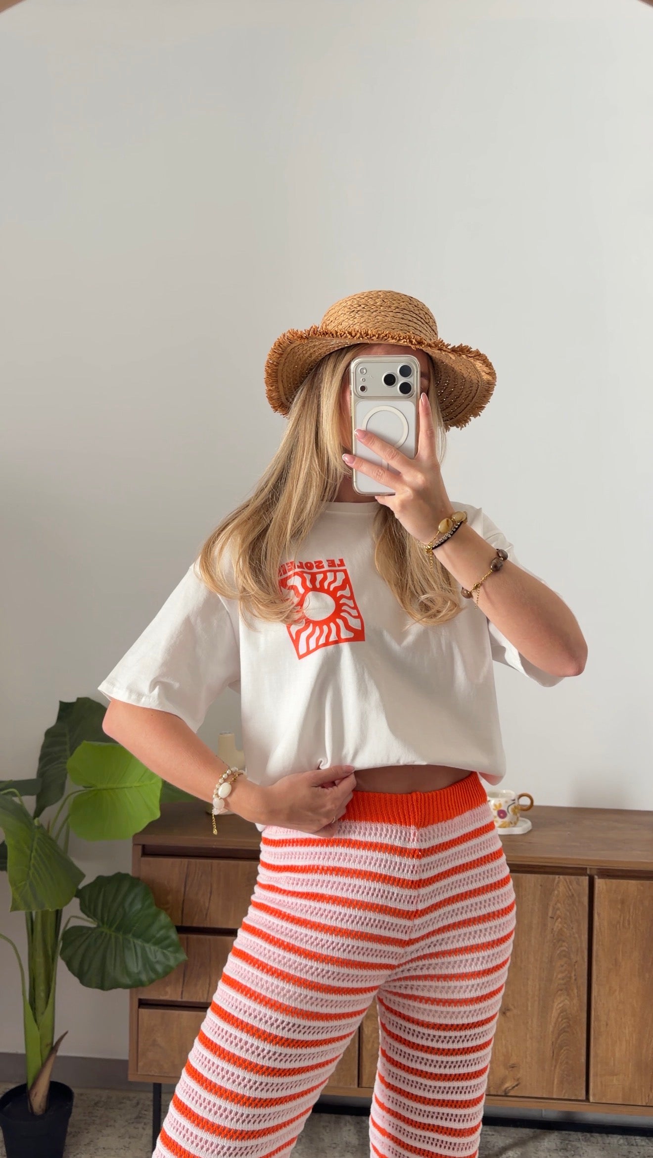 T-SHIRT SUN - WHITE & ORANGE