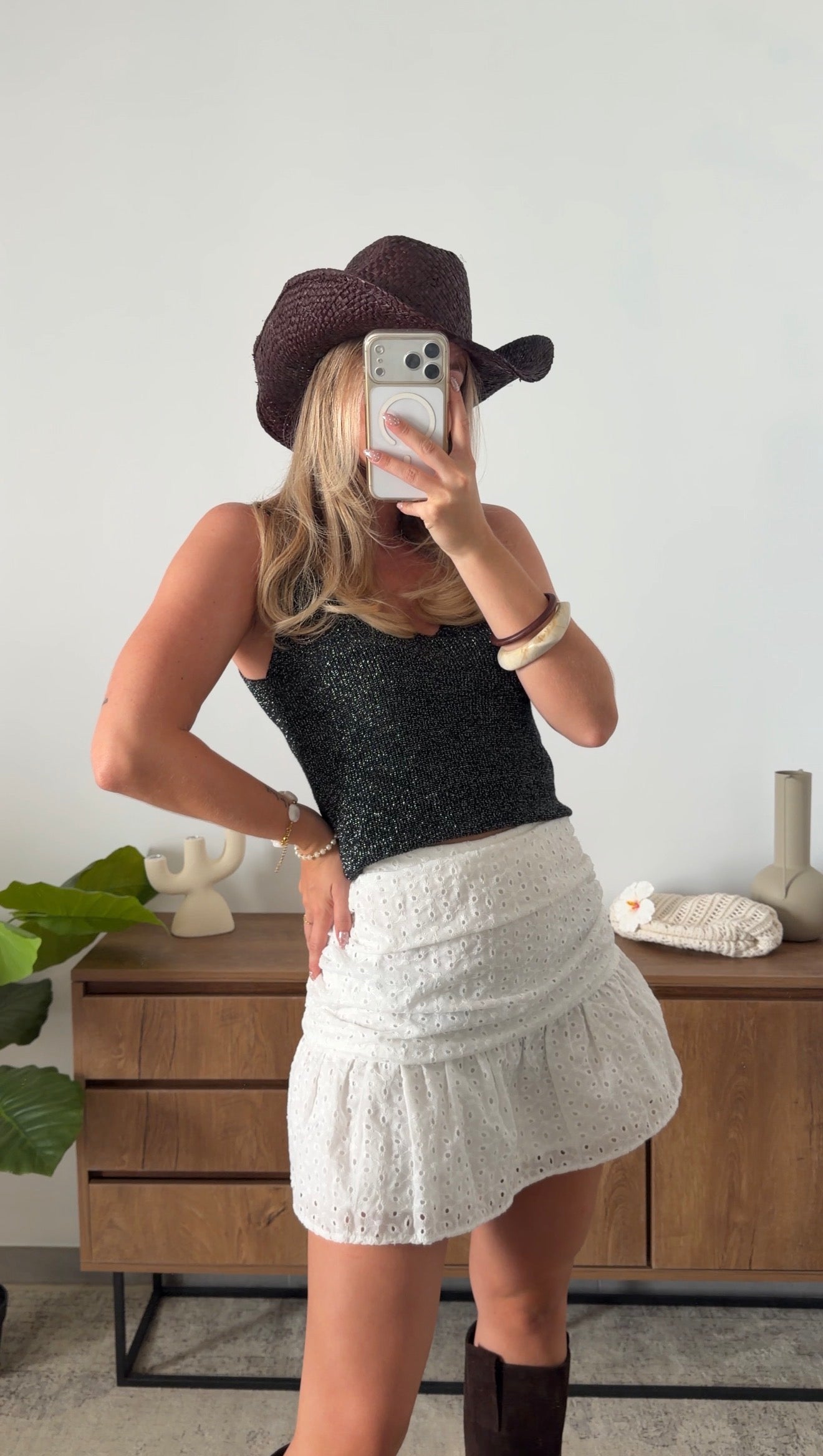 ENEA GLITTER TANK TOP - BLACK