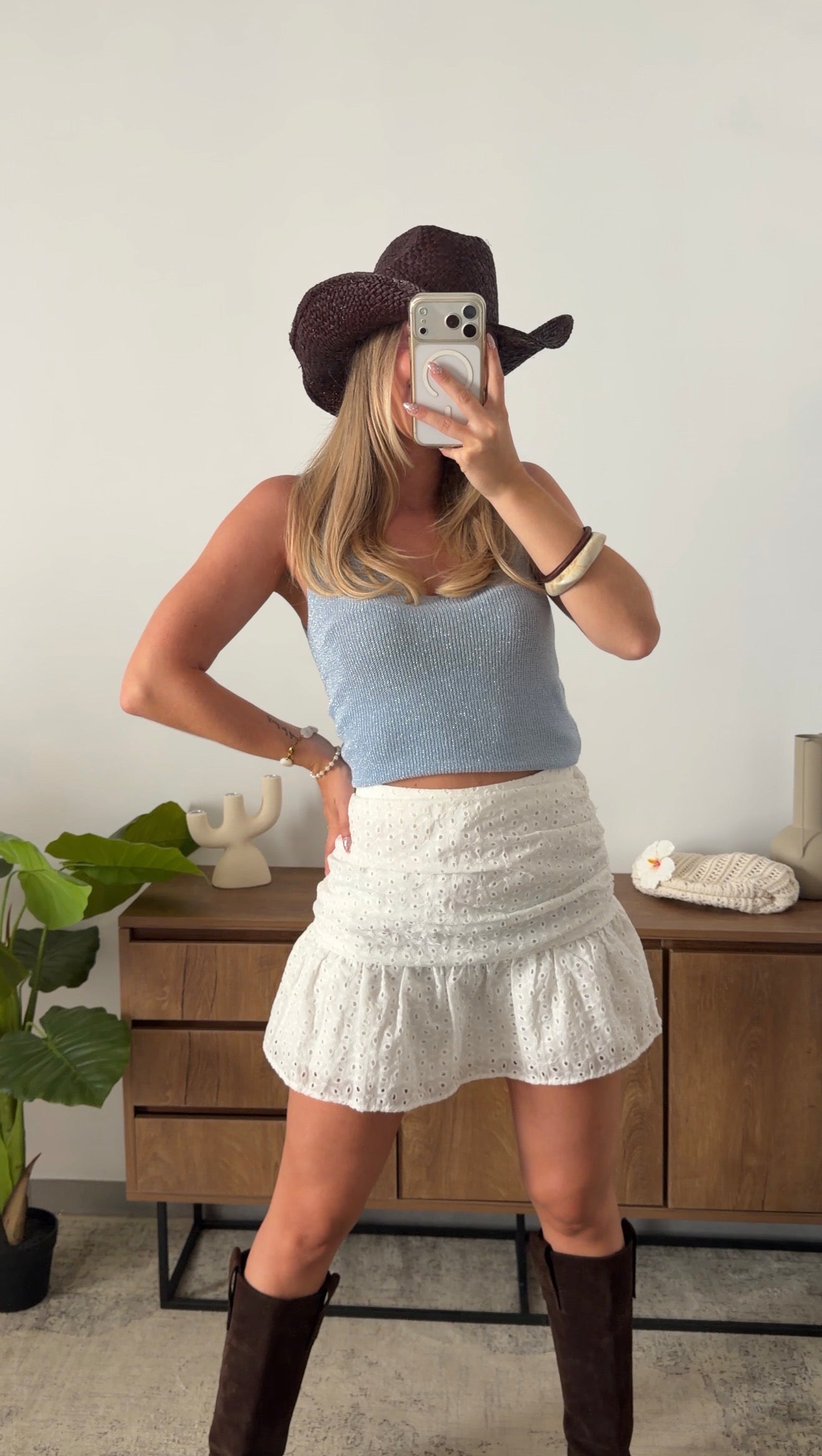 ENEA GLITTER TANK TOP - BABY BLUE