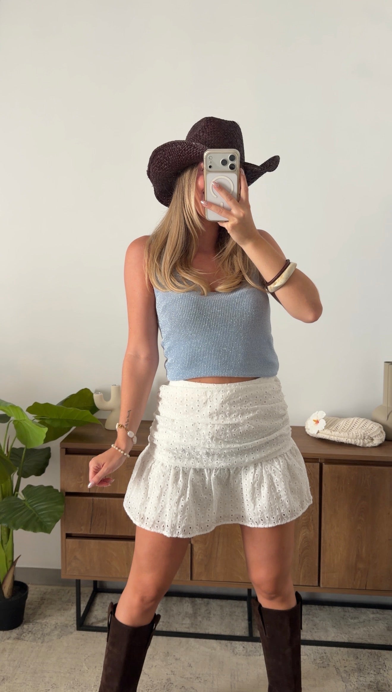 ENEA GLITTER TANK TOP - BABY BLUE
