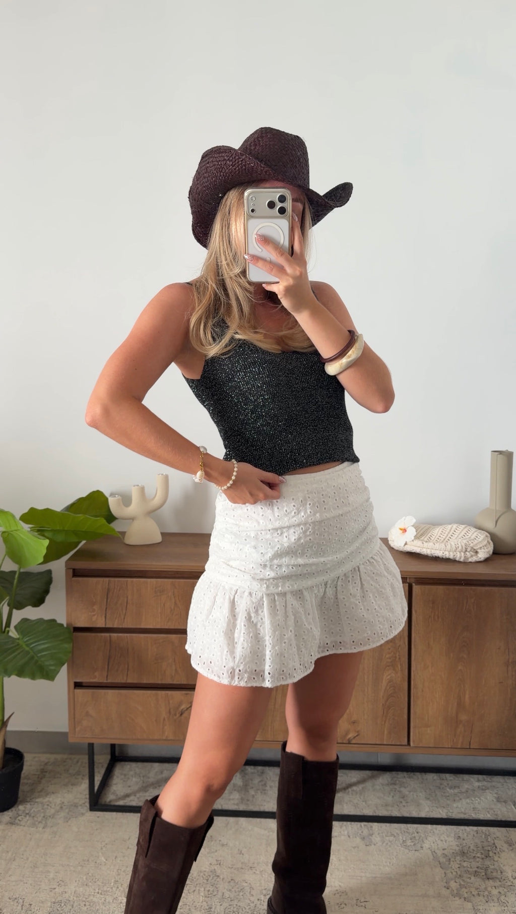 ENEA GLITTER TANK TOP - BLACK