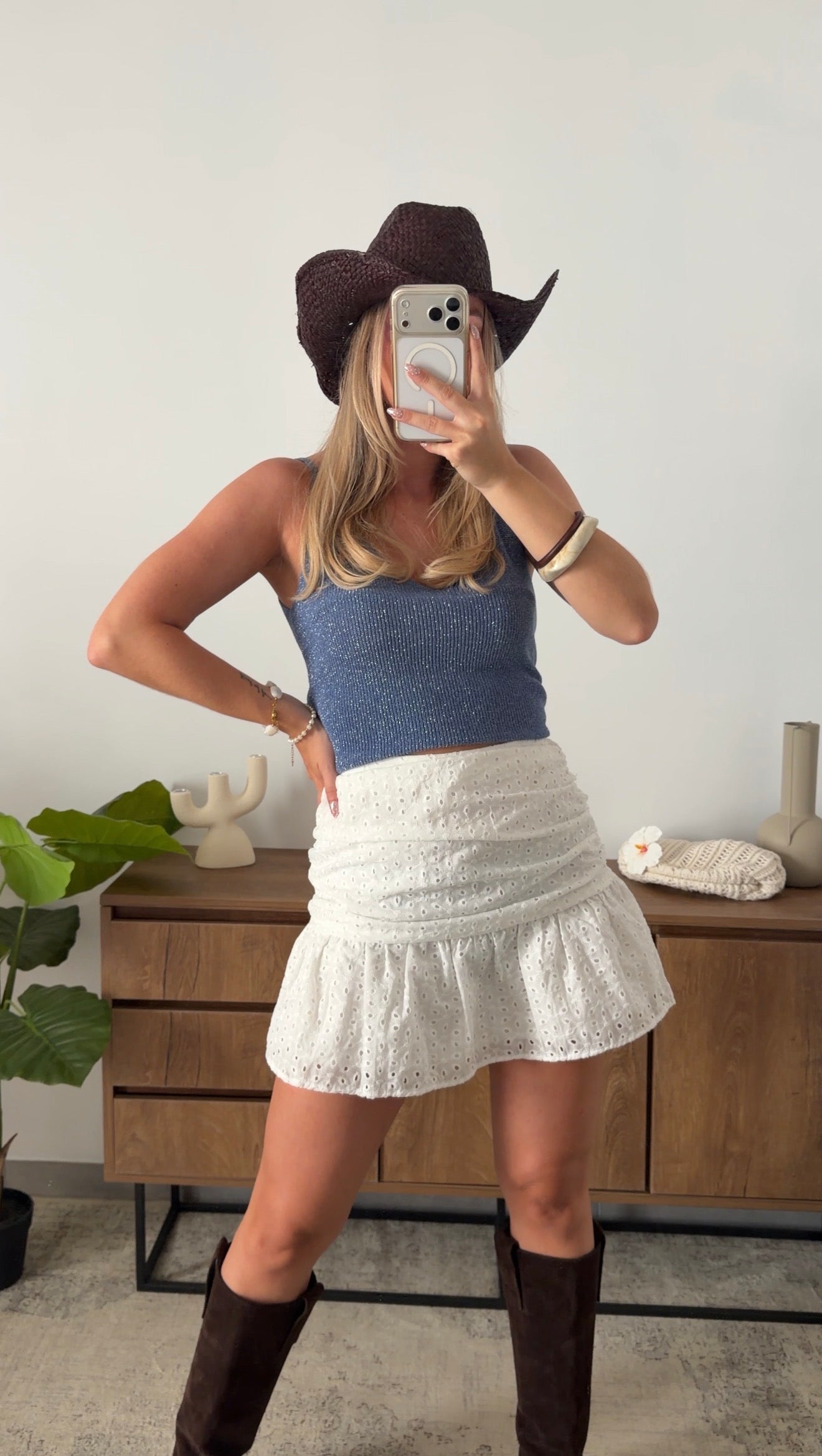 ENEA GLITTER TANK TOP - JEANS