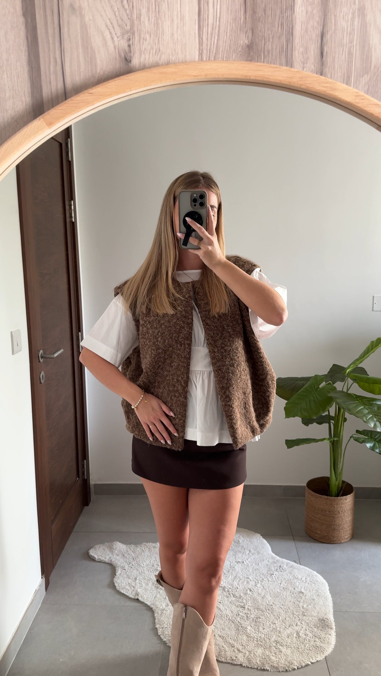VESTE SANS MANCHES ZOE – MARRON CLAIR