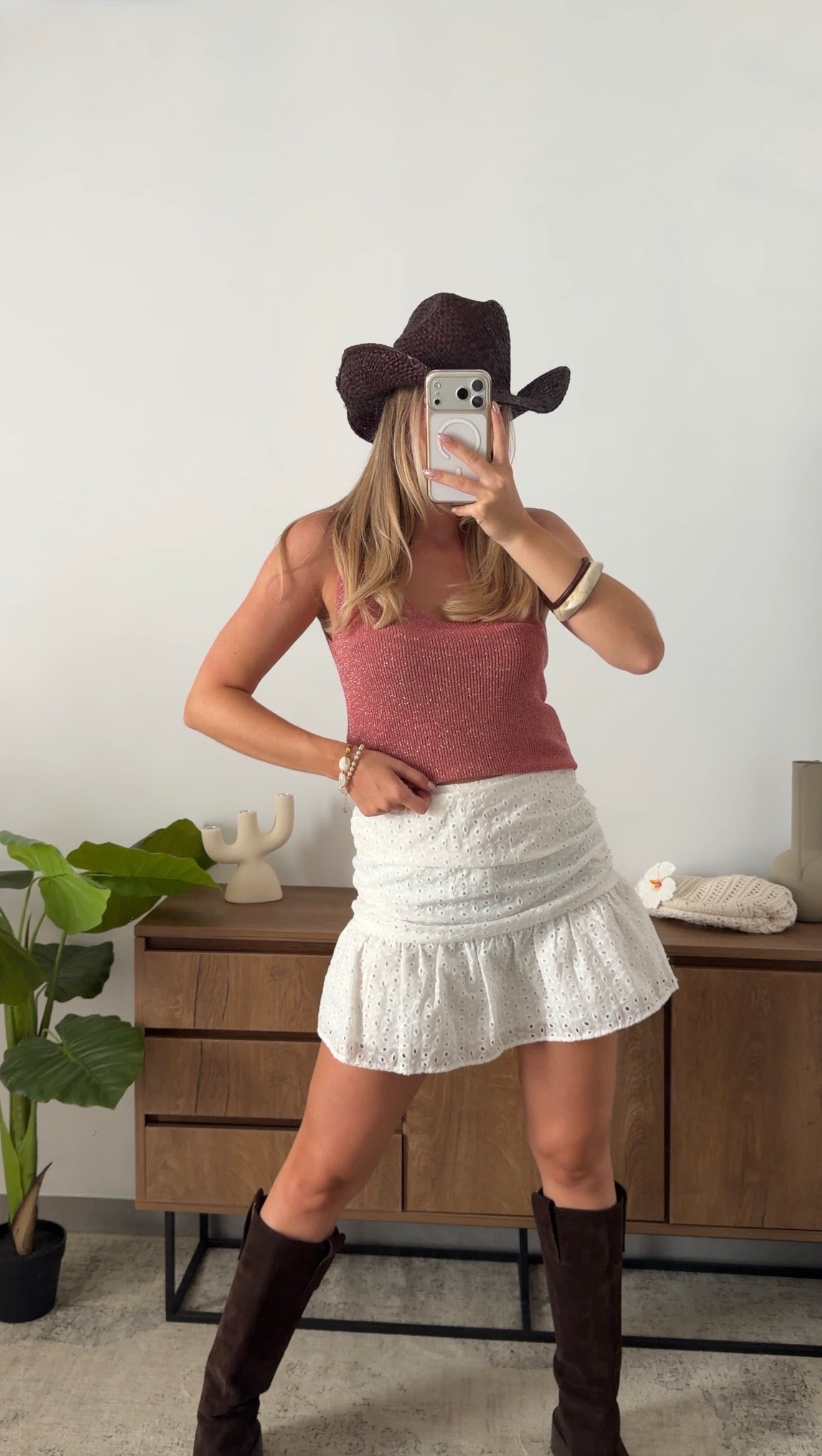 ENEA GLITTER TANK TOP - DUSTY PINK