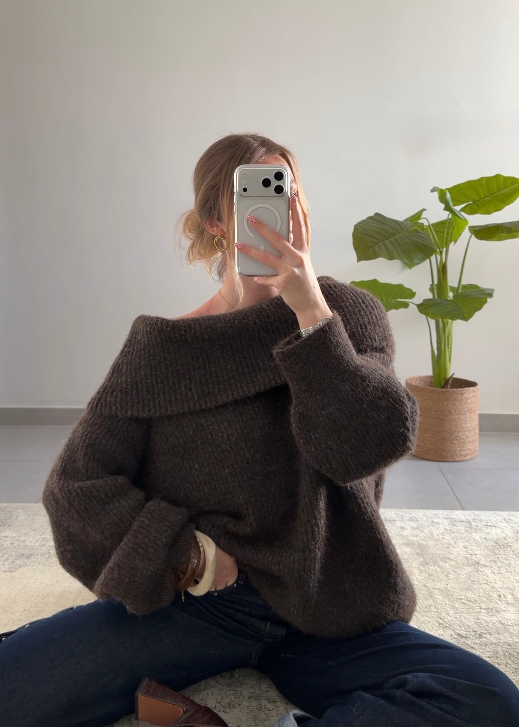 PULL CÉLIA COL BARDOT - MARRON