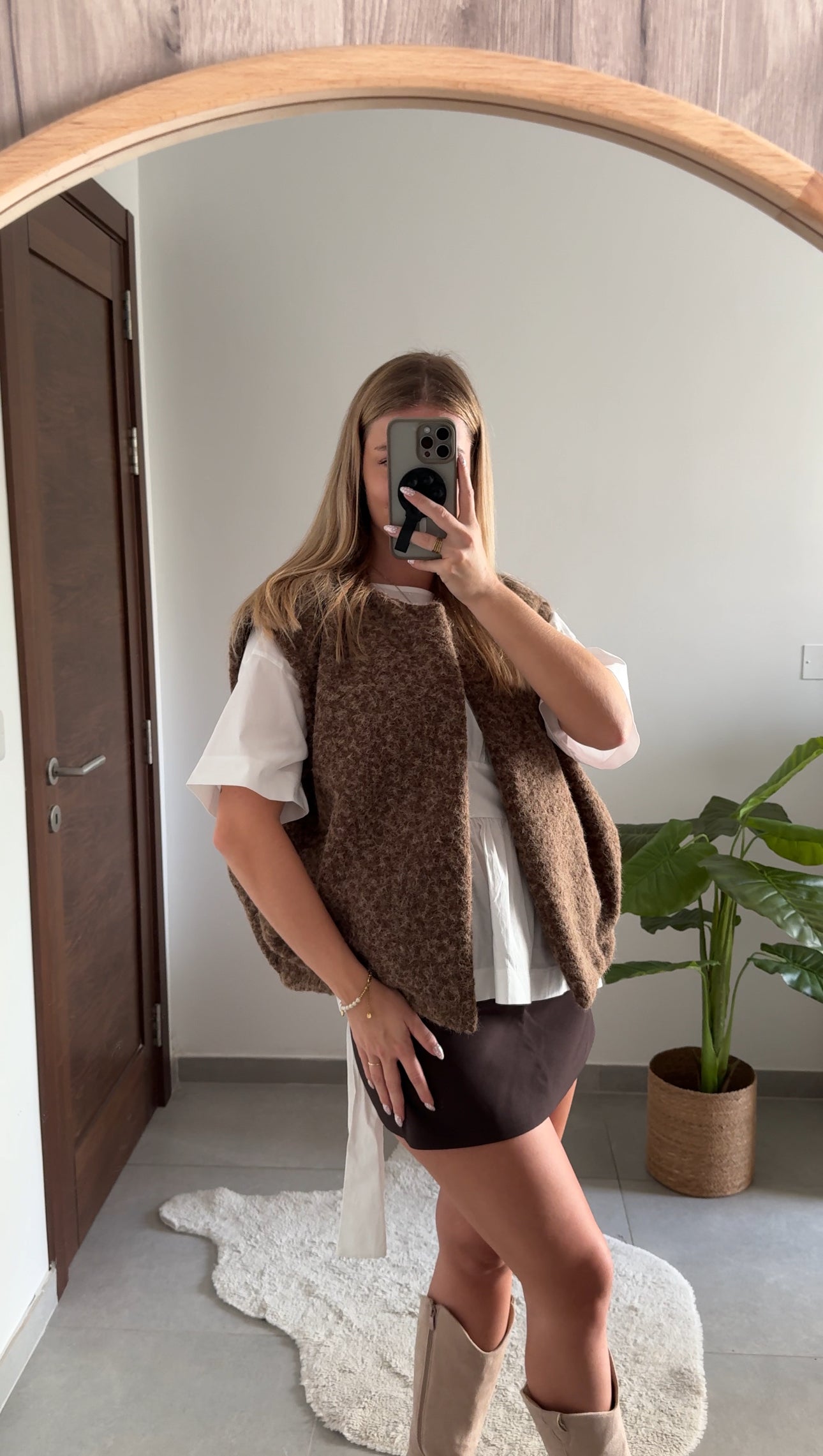 VESTE SANS MANCHES ZOE – MARRON CLAIR