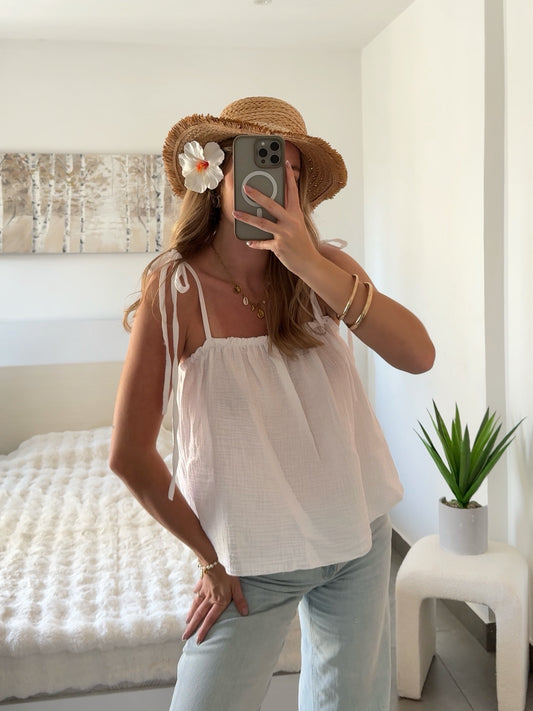 TOP MAEVA EN GAZE DE COTON