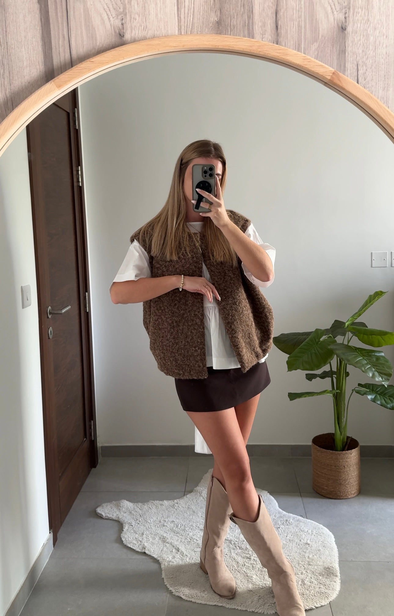 VESTE SANS MANCHES ZOE – MARRON CLAIR